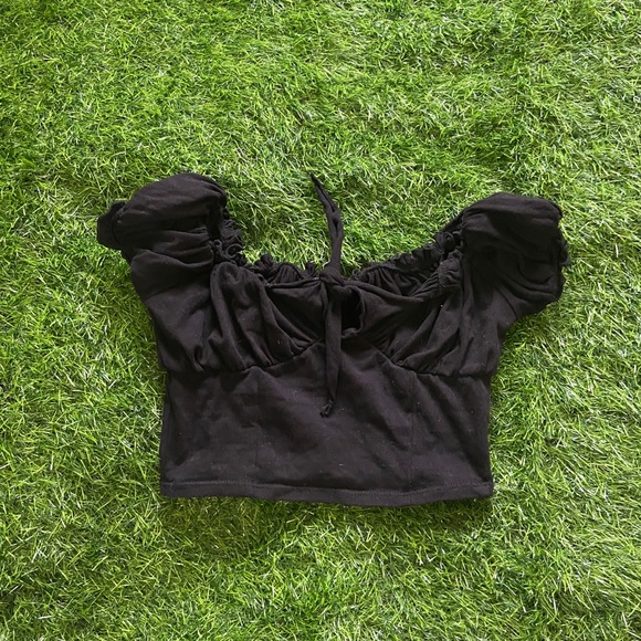 Princess Polly Tops - 💰3/$30 200s Cottagecore Black Tie Front Milkmaid Top Fashion Nova Size Xs